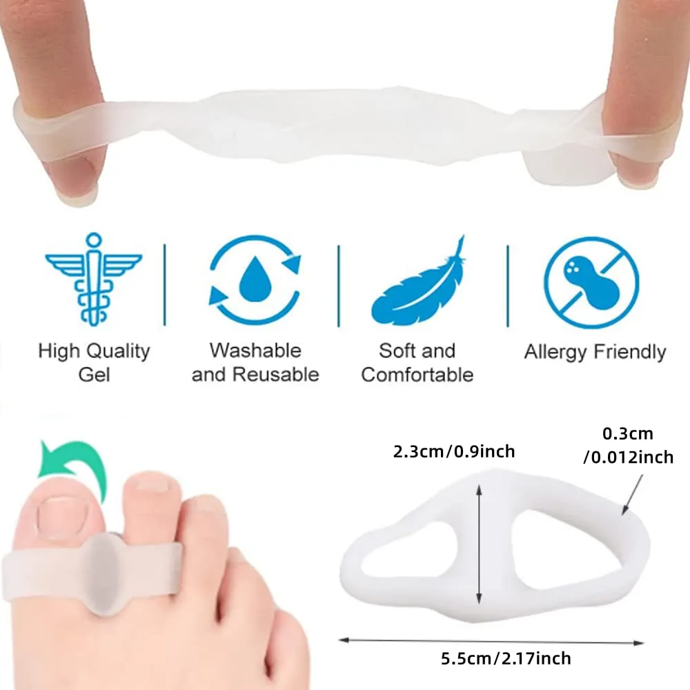 10 Pack Gel Toe Corrector Toe Separators with 2 Loops Big Toe Spacer for Bunion Pain and Overlapping Toe for Women & Men Straighten Overlapping Hammer Toe