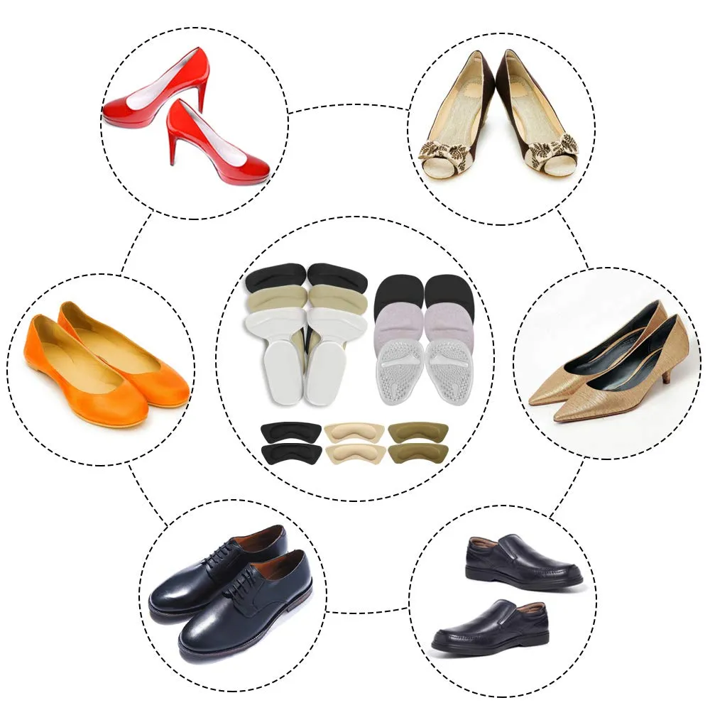 12 Pairs Heel Grips Liner, AIFUDA High Heel Pads High Heel Forefoot Cushions Inserts for Loose Shoes, Foot Care Protection