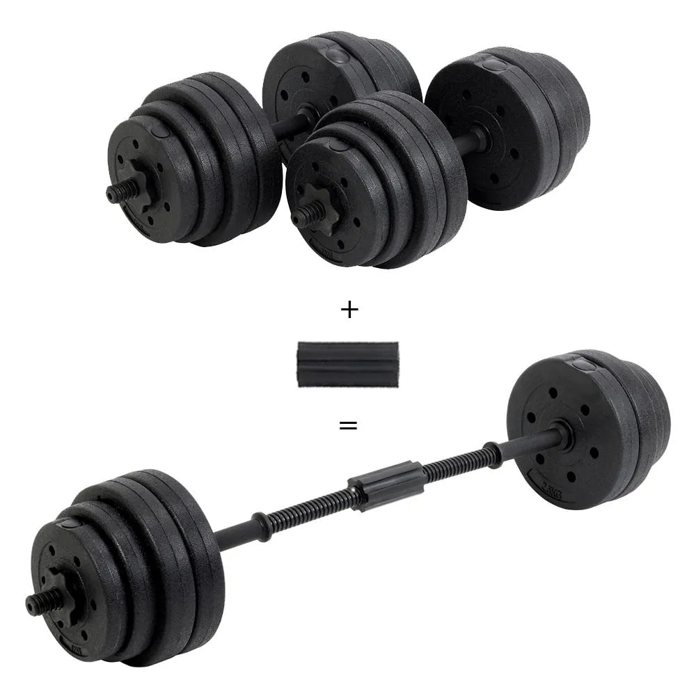 1" Standard Vinyl 30kg Dumbbell Set With Barbell Connector