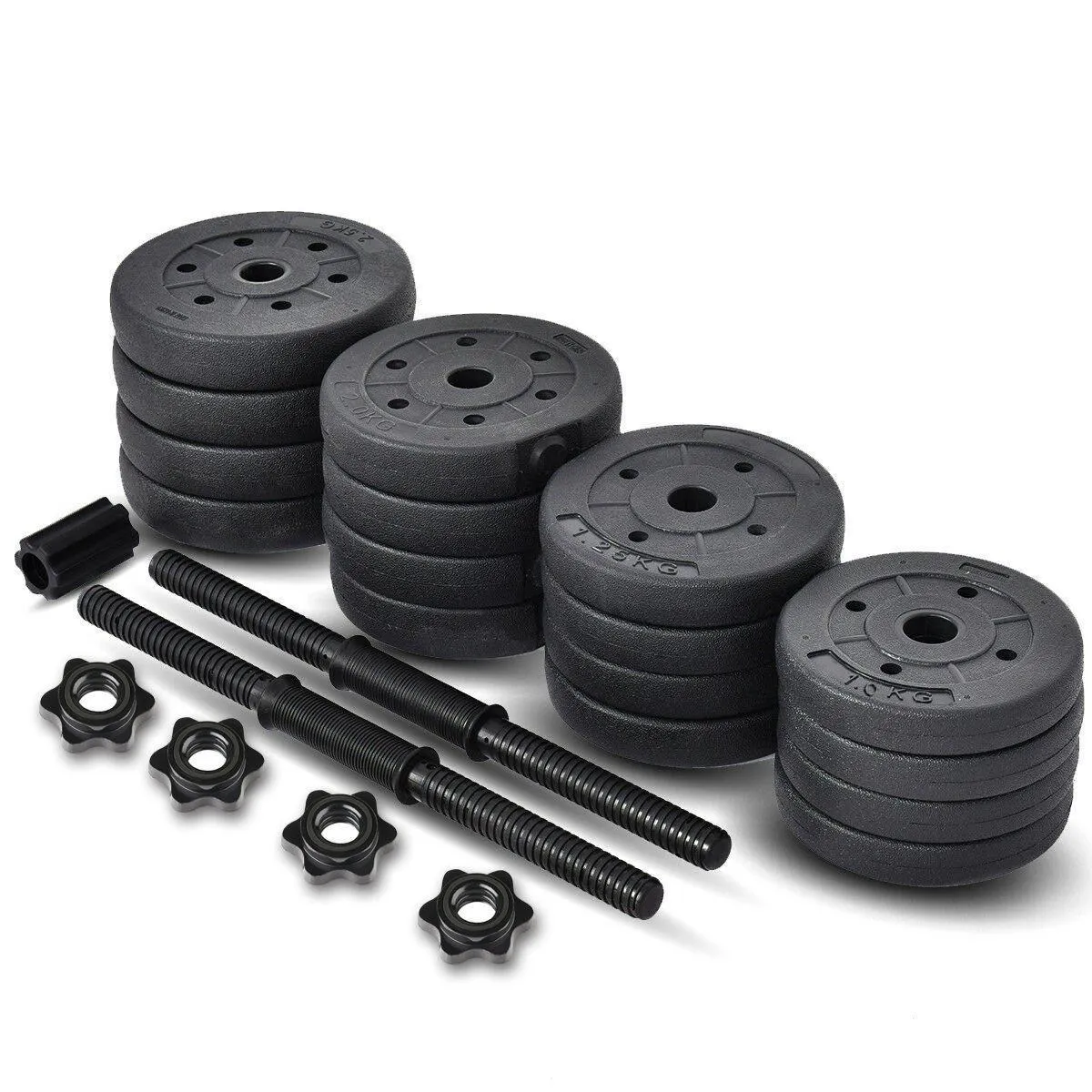 1" Standard Vinyl 30kg Dumbbell Set With Barbell Connector