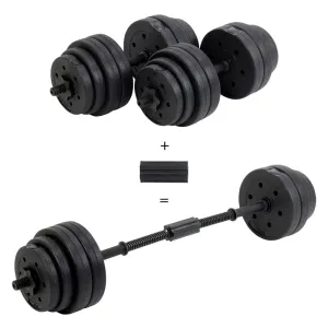 1" Standard Vinyl 30kg Dumbbell Set With Barbell Connector