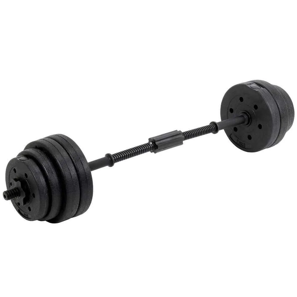 1" Standard Vinyl 30kg Dumbbell Set With Barbell Connector