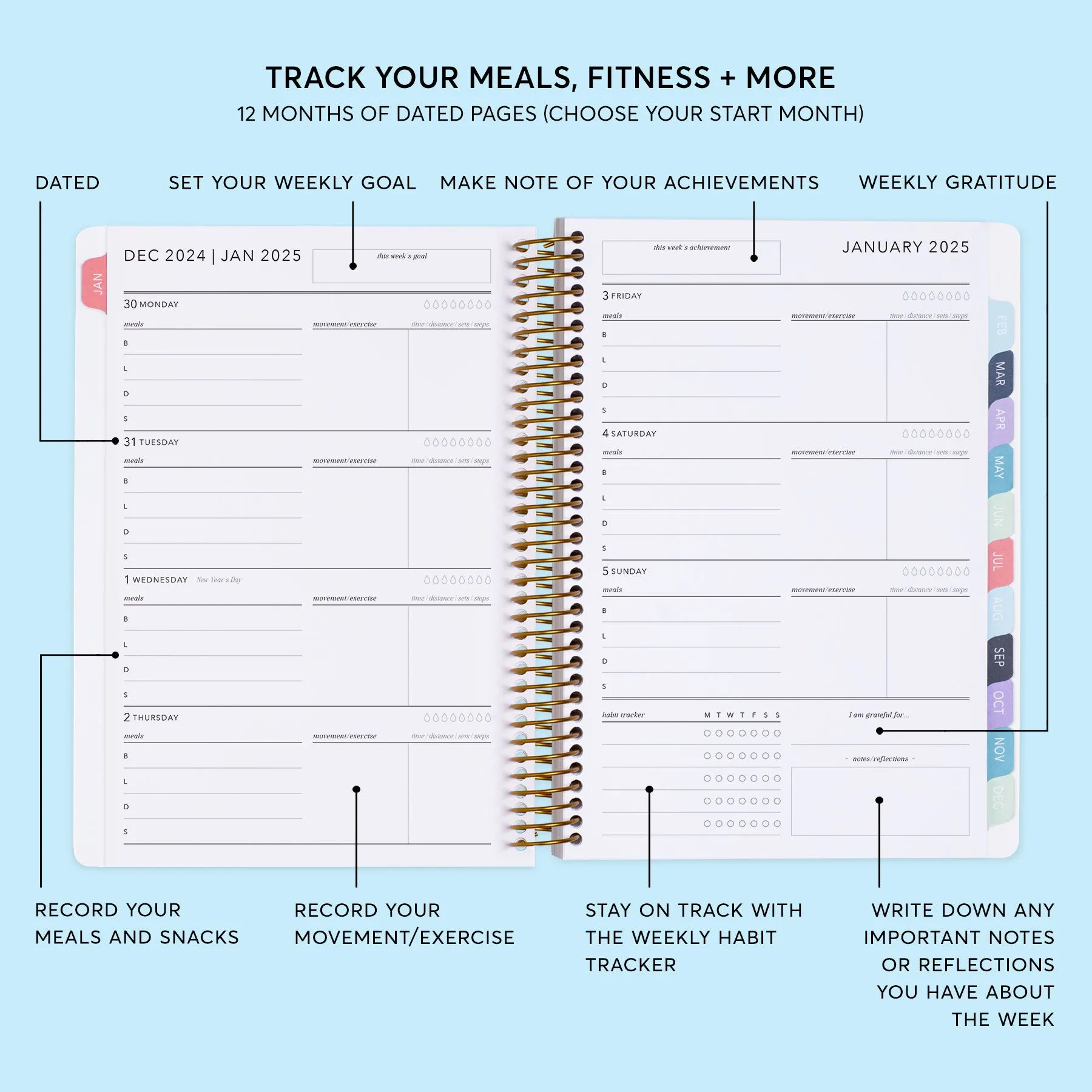 6x9 Fitness Planner - Gray Marble