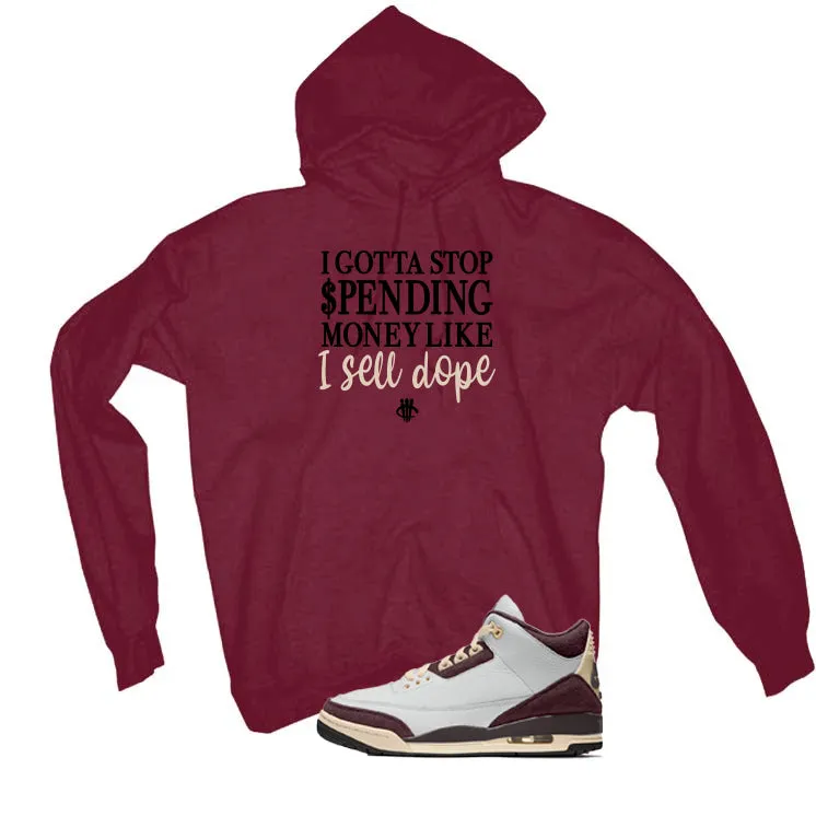 A Ma Maniere x Air Jordan 3 Burgundy Crush Maroon T-Shirt (STOP SPENDING MONEY)| illcurrency