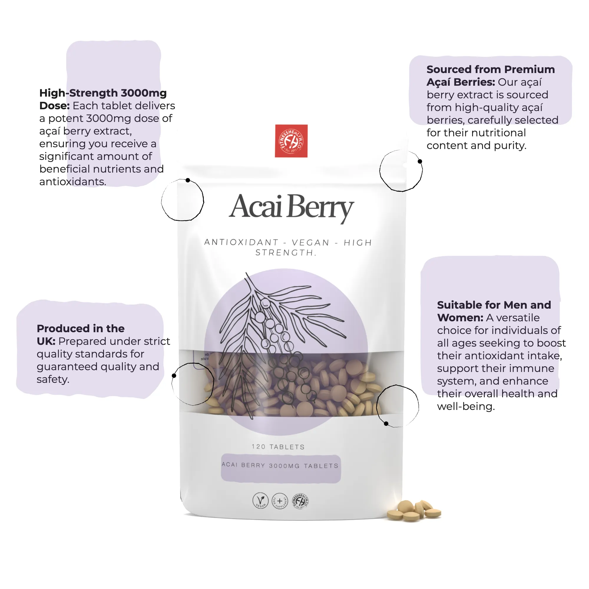 Acai Berry 3000MG High Strength Tablets