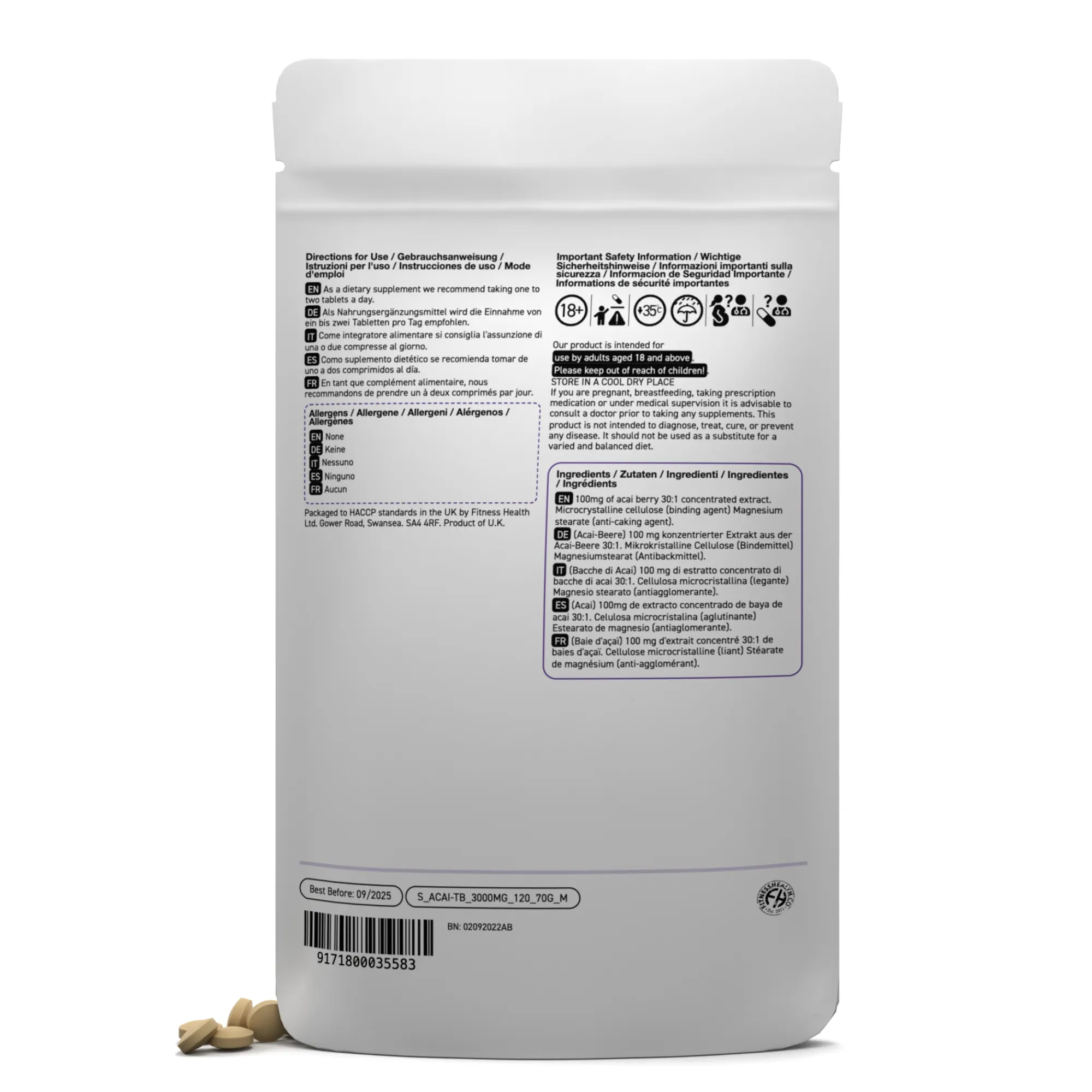 Acai Berry 3000MG High Strength Tablets