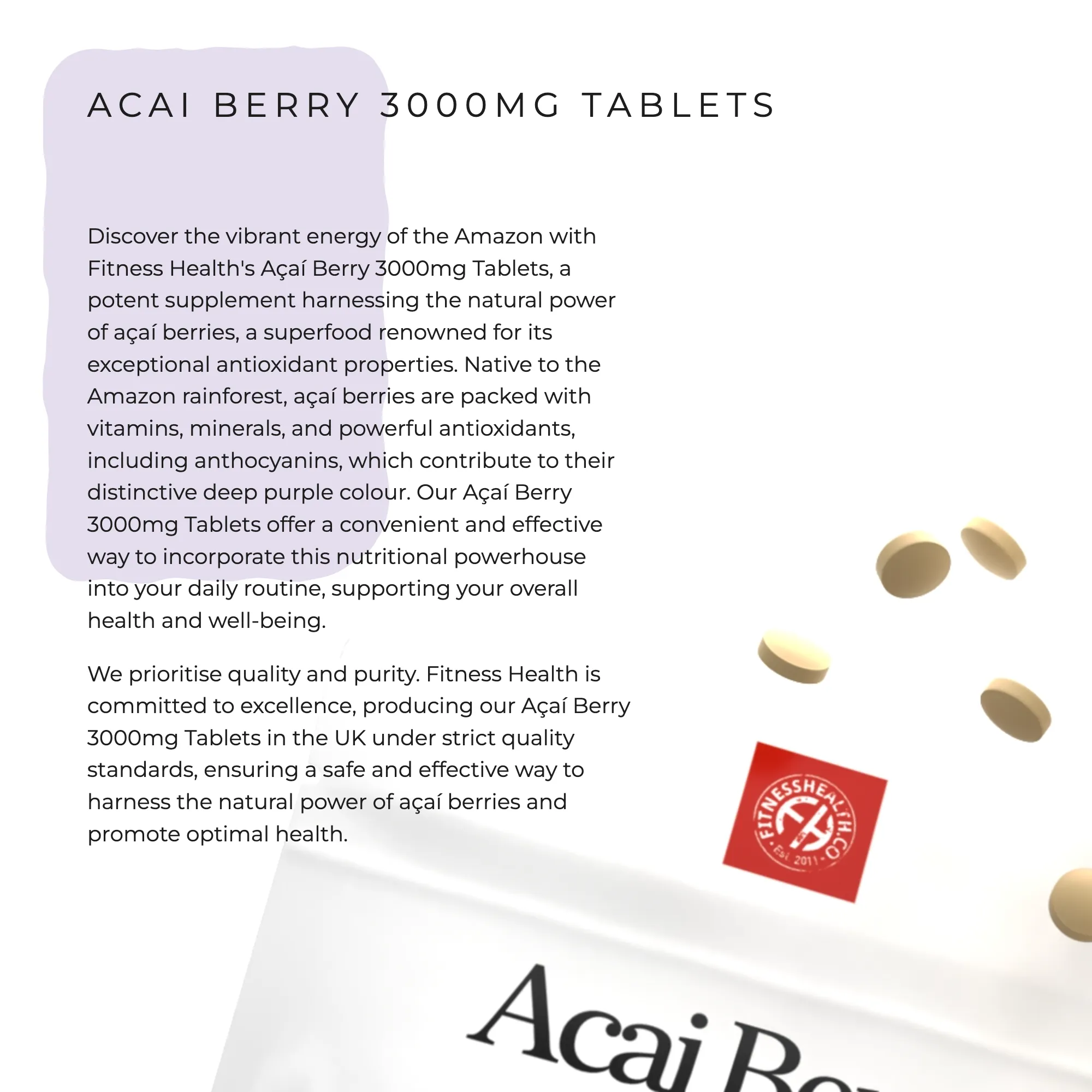Acai Berry 3000MG High Strength Tablets