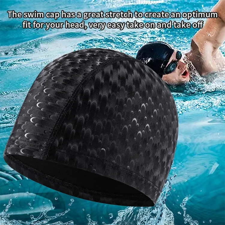 Adult Crescent PU Waterproof Comfortable Earmuff Swimming Cap(Silver Grey)
