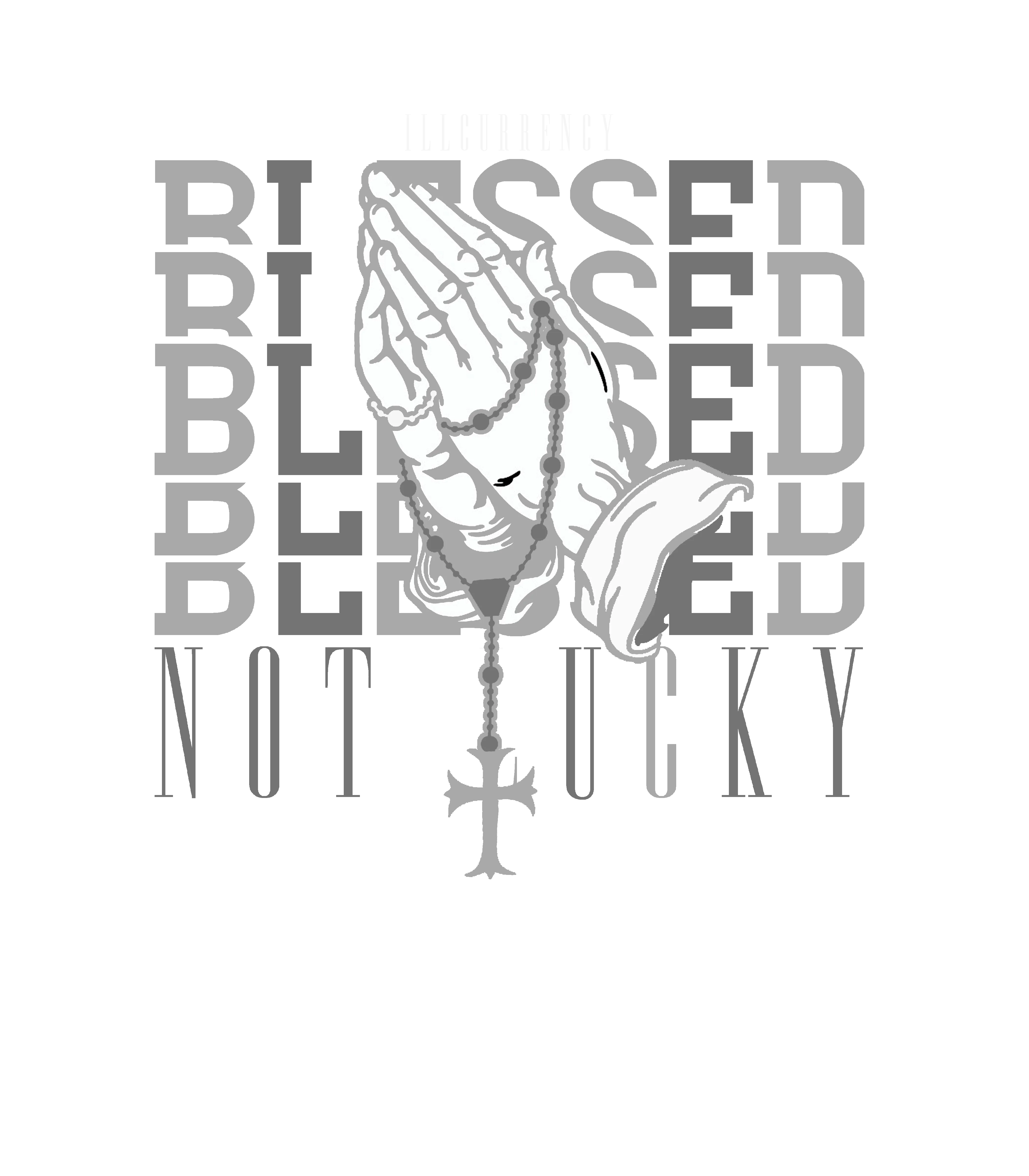 Air Jordan 12 Black/Wolf Grey Black T-Shirt (Blessed not lucky)| illcurrency