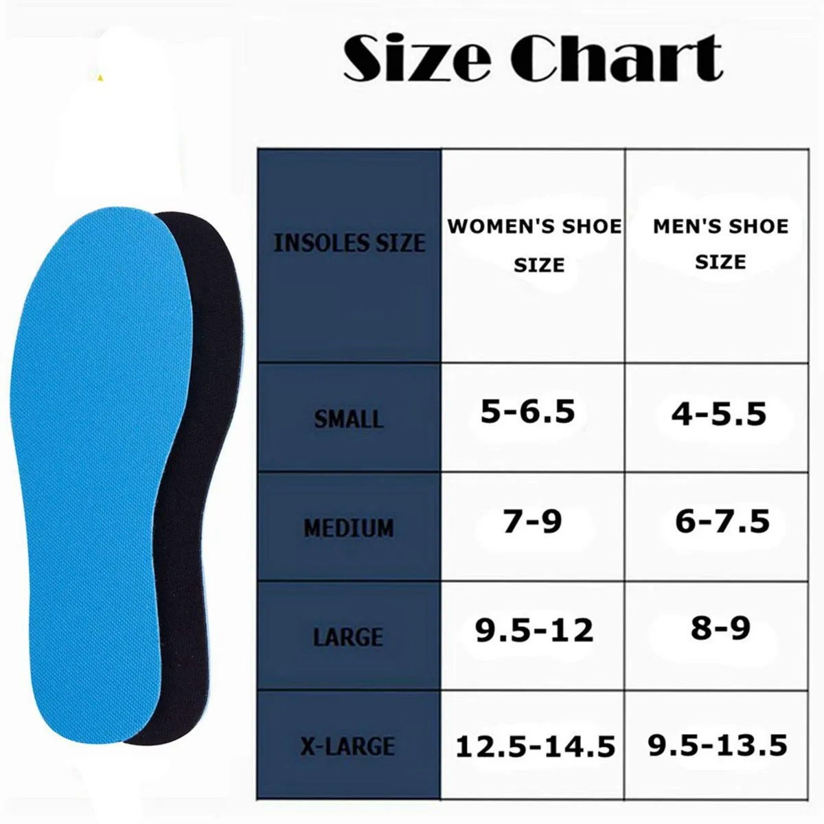 Amitataha 2 Pairs Breathable Insoles, Super-Soft, Sweat-Absorbent, Double-Colored and Double-Layered Shoe Inserts of Foam That Fit in Any Shoes (Blue/Black, 5-6.5 Women/4-5.5 Men) Blue/Black