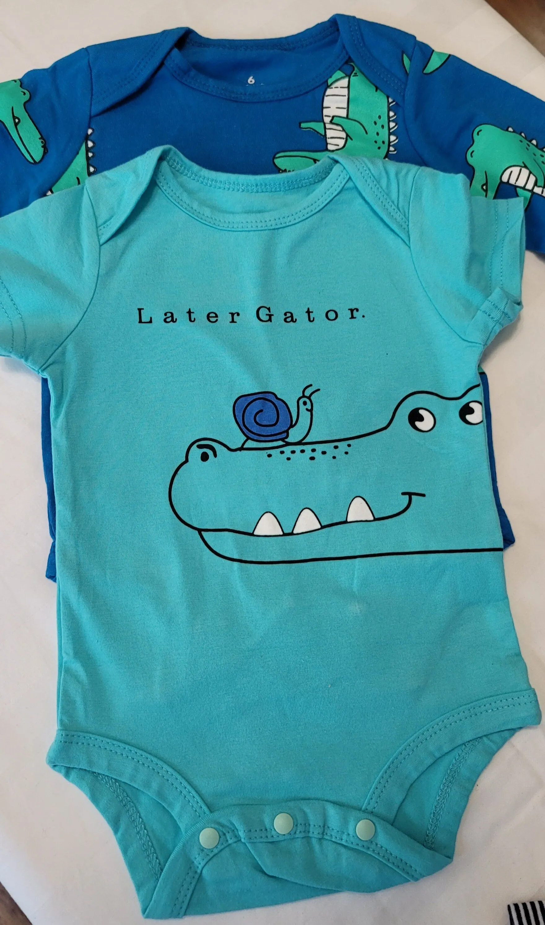Baby Clothes 3pcs, Baby Boys Set 6 and 12 months, Gator Baby Clothes, Later Gator Baby Boys Set, Boys Blue Onesie, Boys Stripe Pants