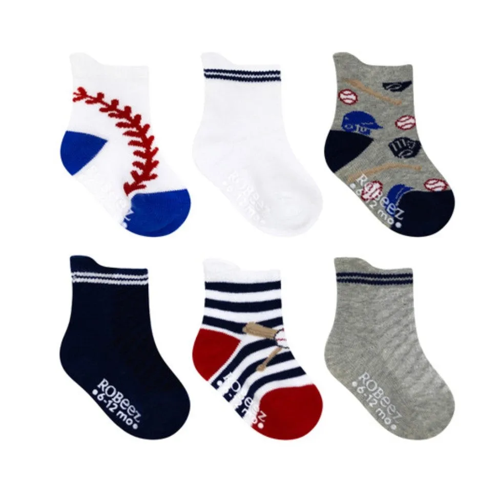 Baseball Fan 6 Pack Infant Crew Socks