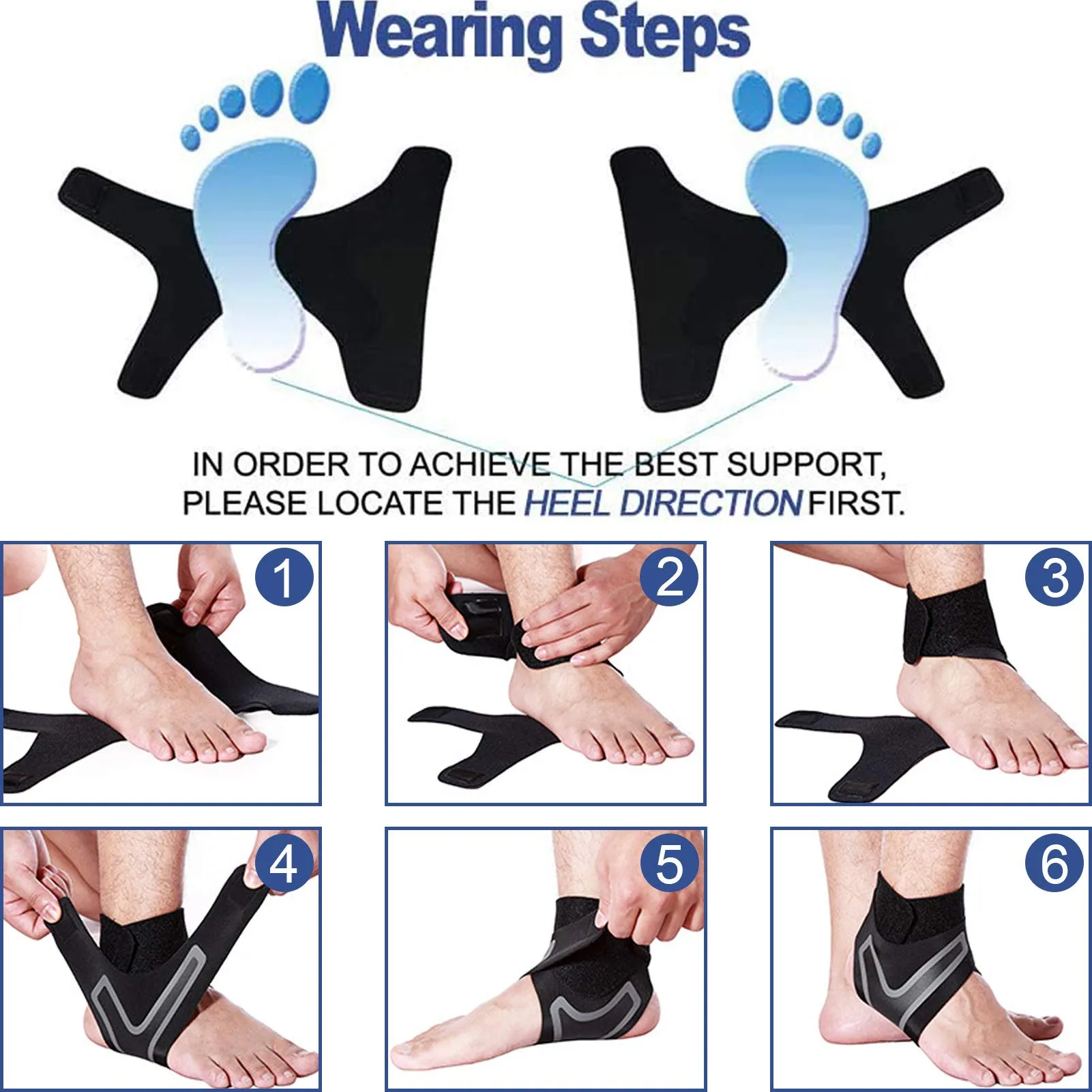 Beister 1 Pair Ankle Support Breathable Neoprene Compression Ankle Brace for Men and Women, Elastic Sprain Foot Sleeve for Sports Protect, Arthritis, Plantar Fasciitis, Achilles tendonitis, Recovery Black Medium (Pack of 2)