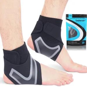 Beister 1 Pair Ankle Support Breathable Neoprene Compression Ankle Brace for Men and Women, Elastic Sprain Foot Sleeve for Sports Protect, Arthritis, Plantar Fasciitis, Achilles tendonitis, Recovery Black Medium (Pack of 2)