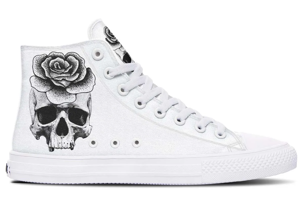 Black And White Skull And Rose