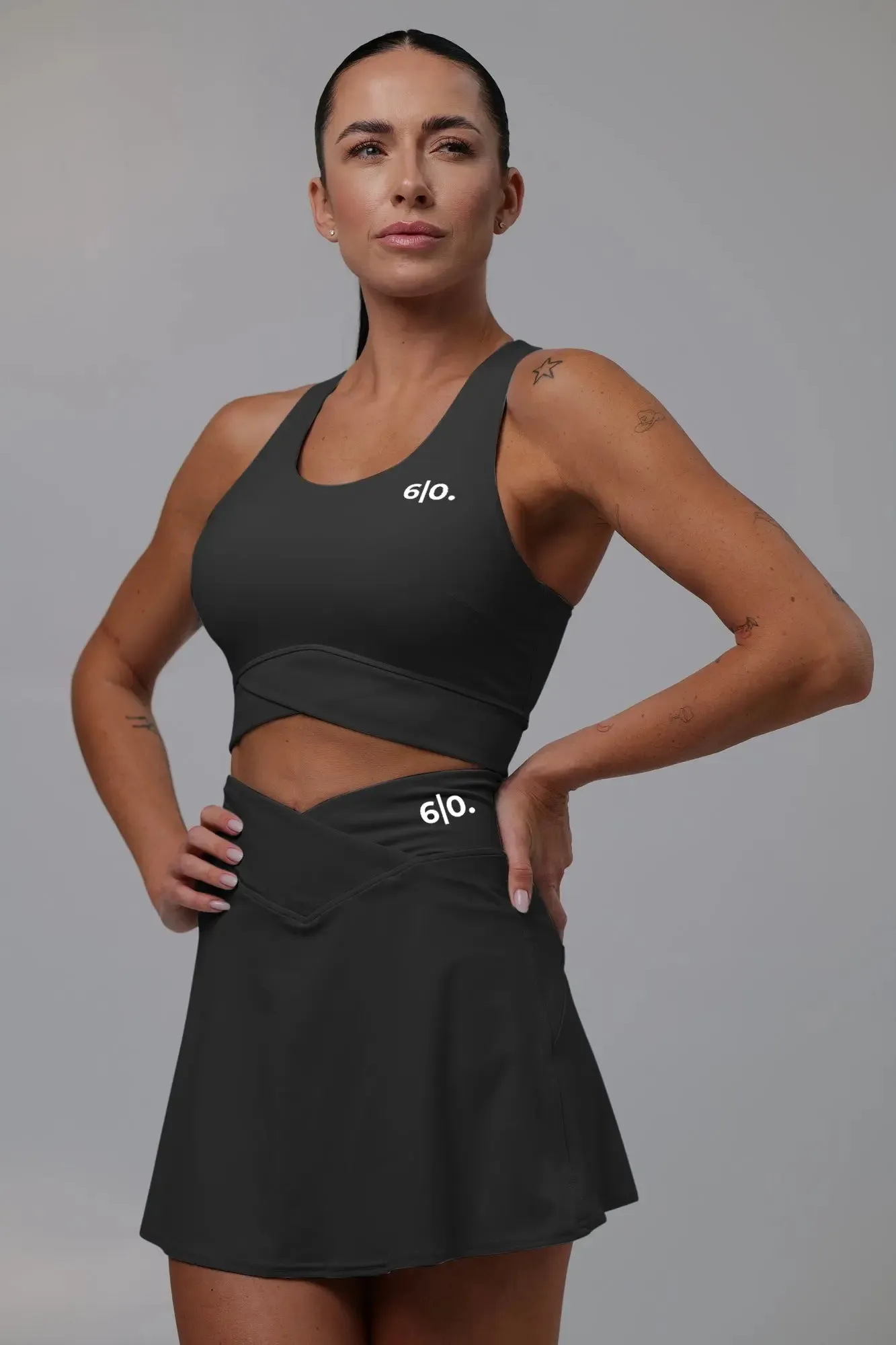 Black Slimming design bra and skirt set