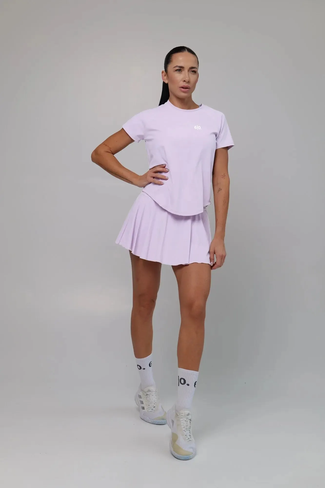 Black stretchy material shirt and skirt set (without bra)