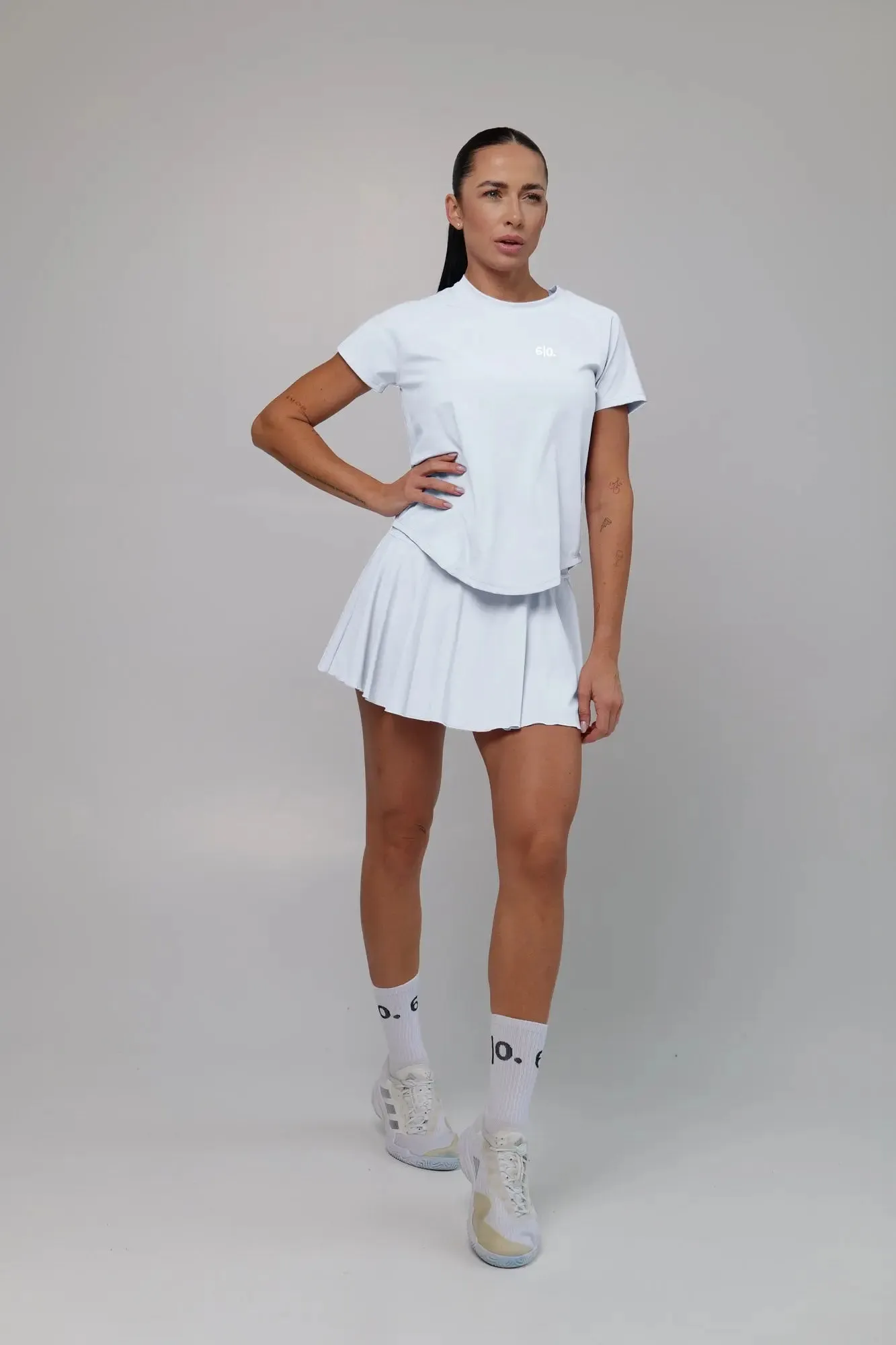 Black stretchy material shirt and skirt set (without bra)