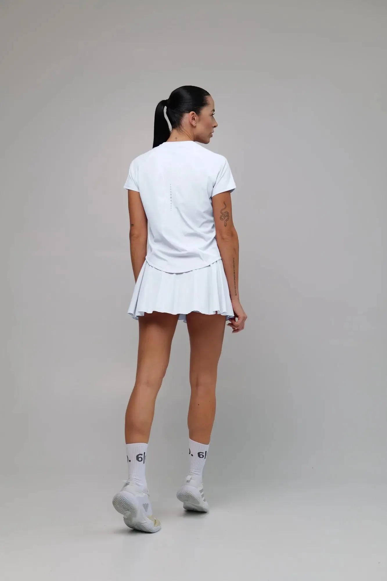 Black stretchy material shirt and skirt set (without bra)