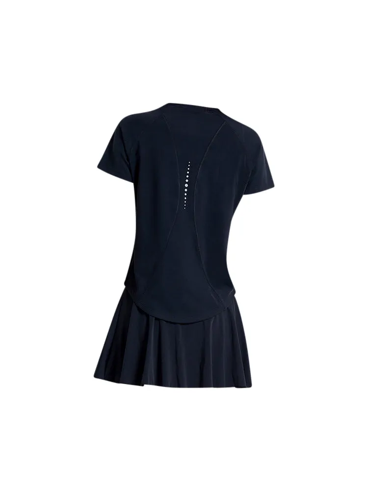 Black stretchy material shirt and skirt set (without bra)