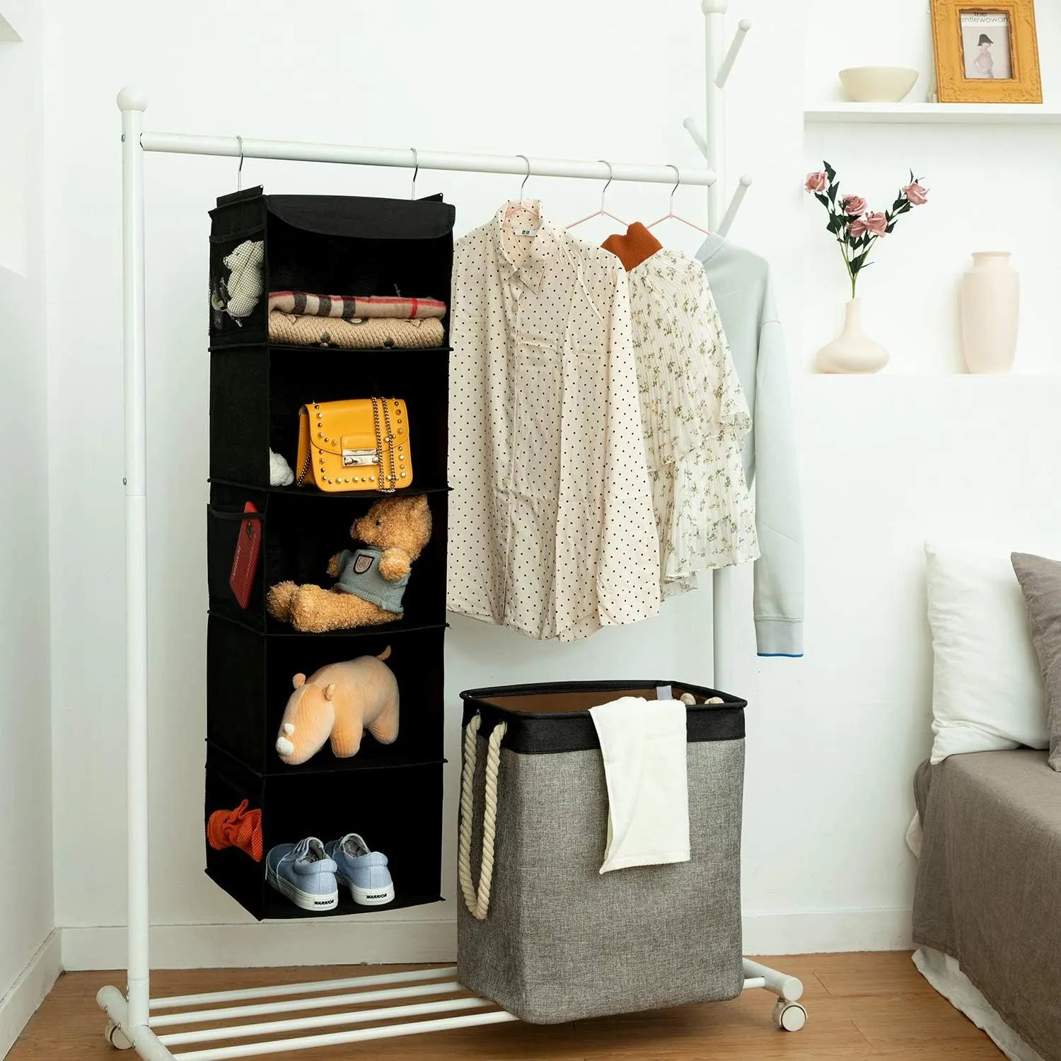 Blushbees® 2-Pack 5-Shelf Hanging Closet Organizer - Black