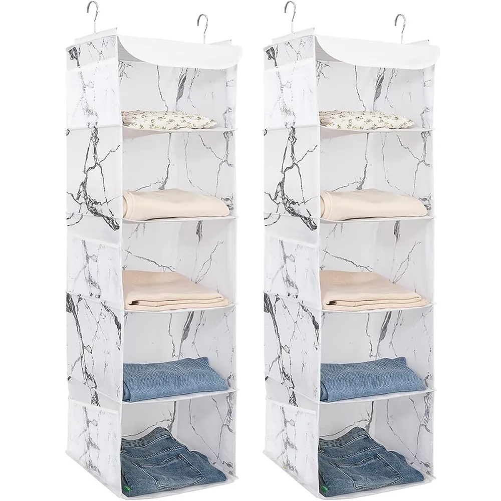Blushbees® 2-Pack 5-Shelf Hanging Closet Organizer - Black