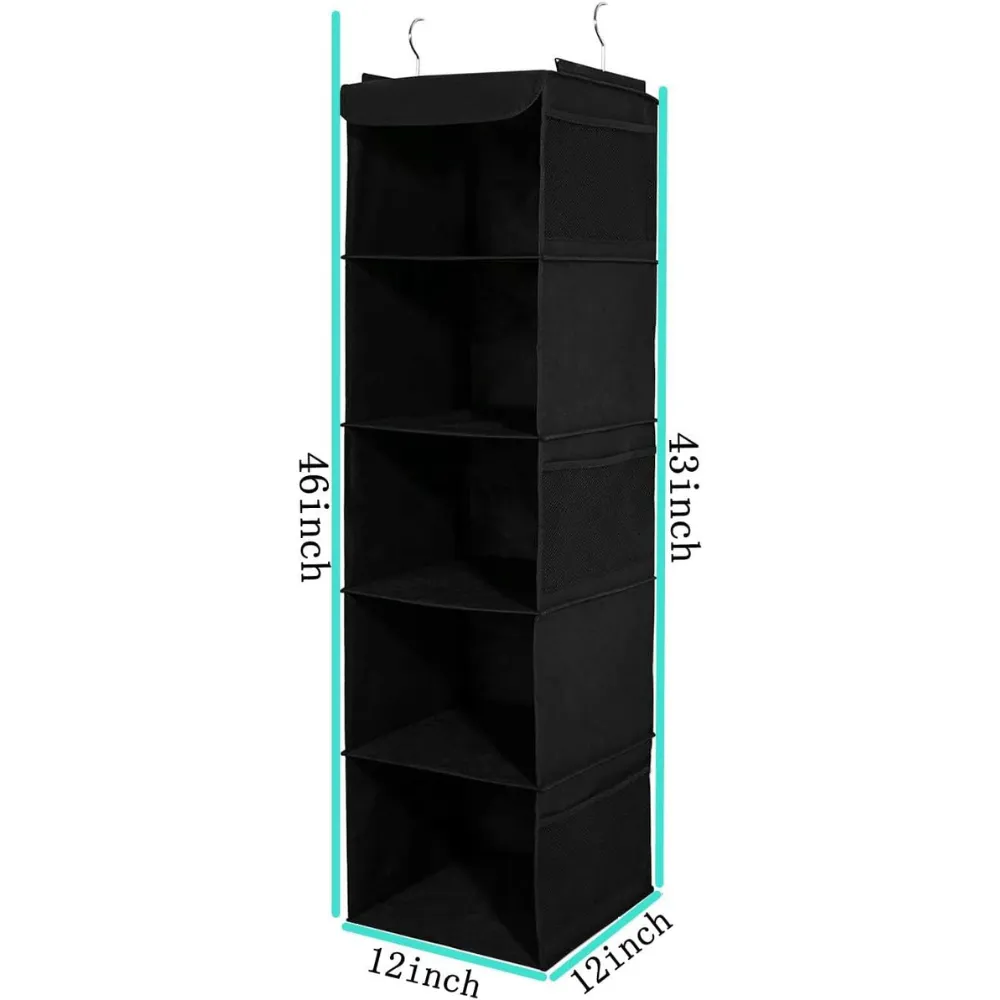 Blushbees® 2-Pack 5-Shelf Hanging Closet Organizer - Black