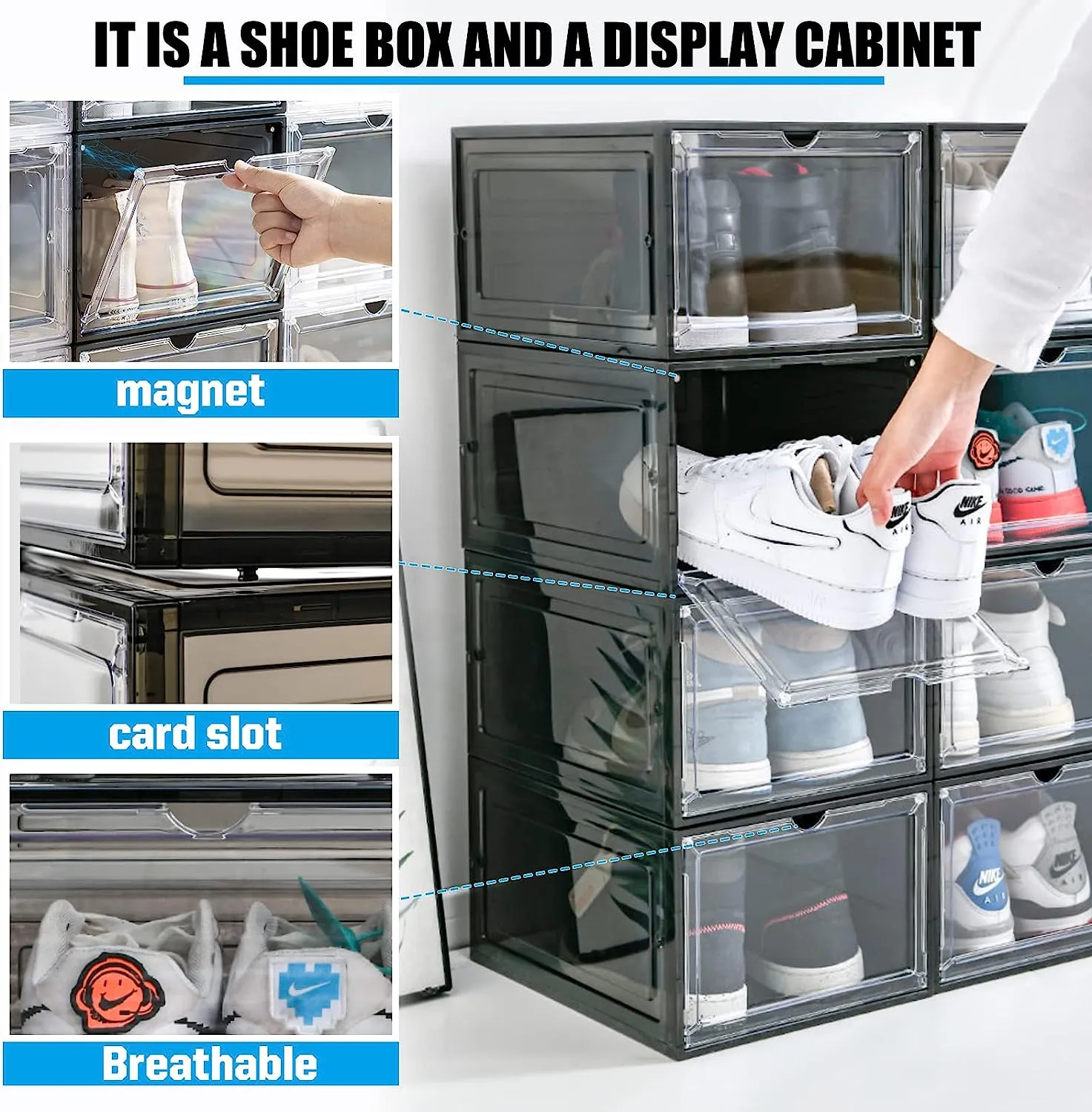 Blushbees® Sturdy Clear Shoe Organizer - 6 Pack, White