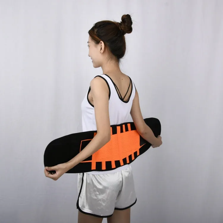 Breathable Mesh Warm Waist Belt Reinforced Steel Plate Support Sports Waist Belt, Specification: L(Fluorescent Green)