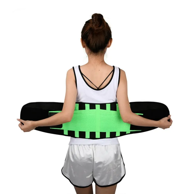 Breathable Mesh Warm Waist Belt Reinforced Steel Plate Support Sports Waist Belt, Specification: L(Fluorescent Green)