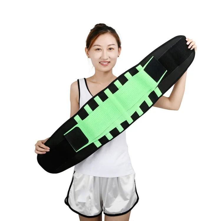 Breathable Mesh Warm Waist Belt Reinforced Steel Plate Support Sports Waist Belt, Specification: L(Fluorescent Green)