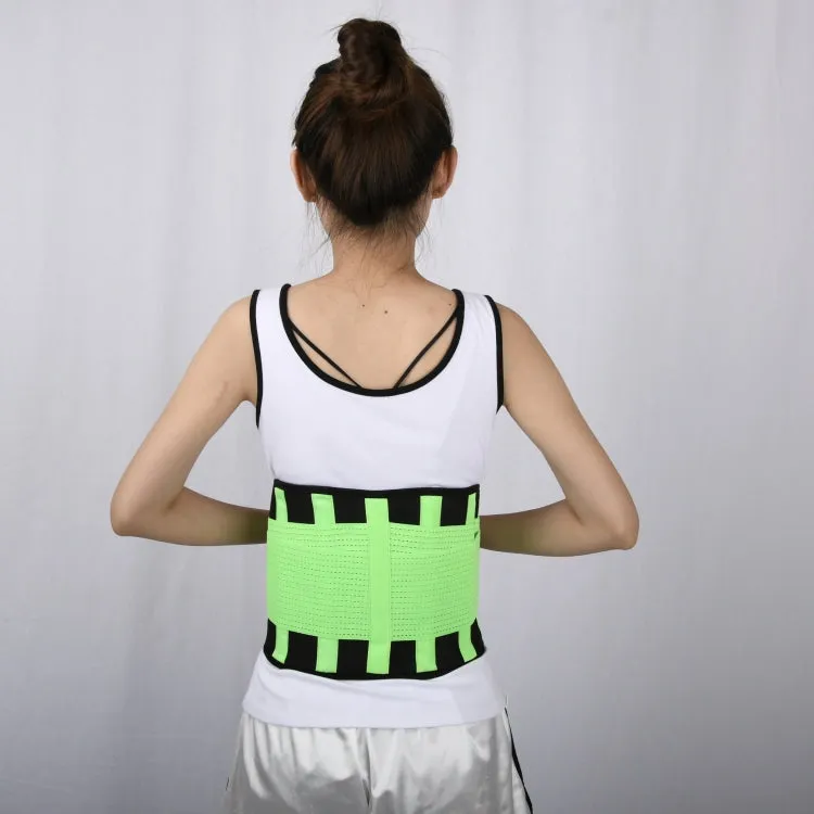 Breathable Mesh Warm Waist Belt Reinforced Steel Plate Support Sports Waist Belt, Specification: L(Fluorescent Green)