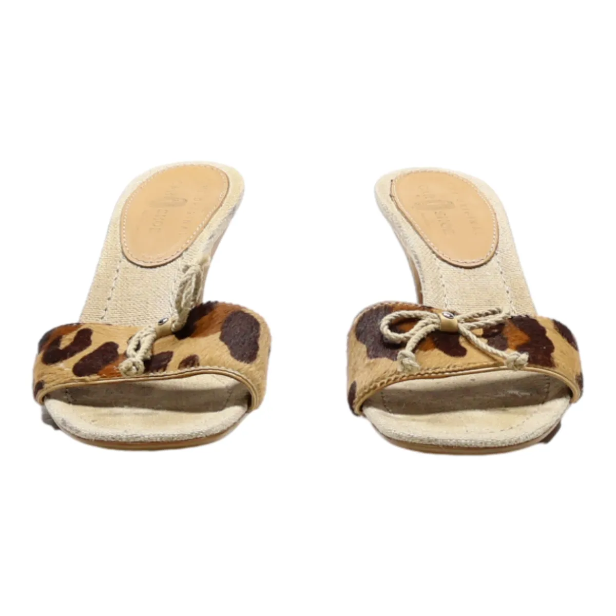 CAR SHOE Mule Heels Beige Canvas Womens UK 3