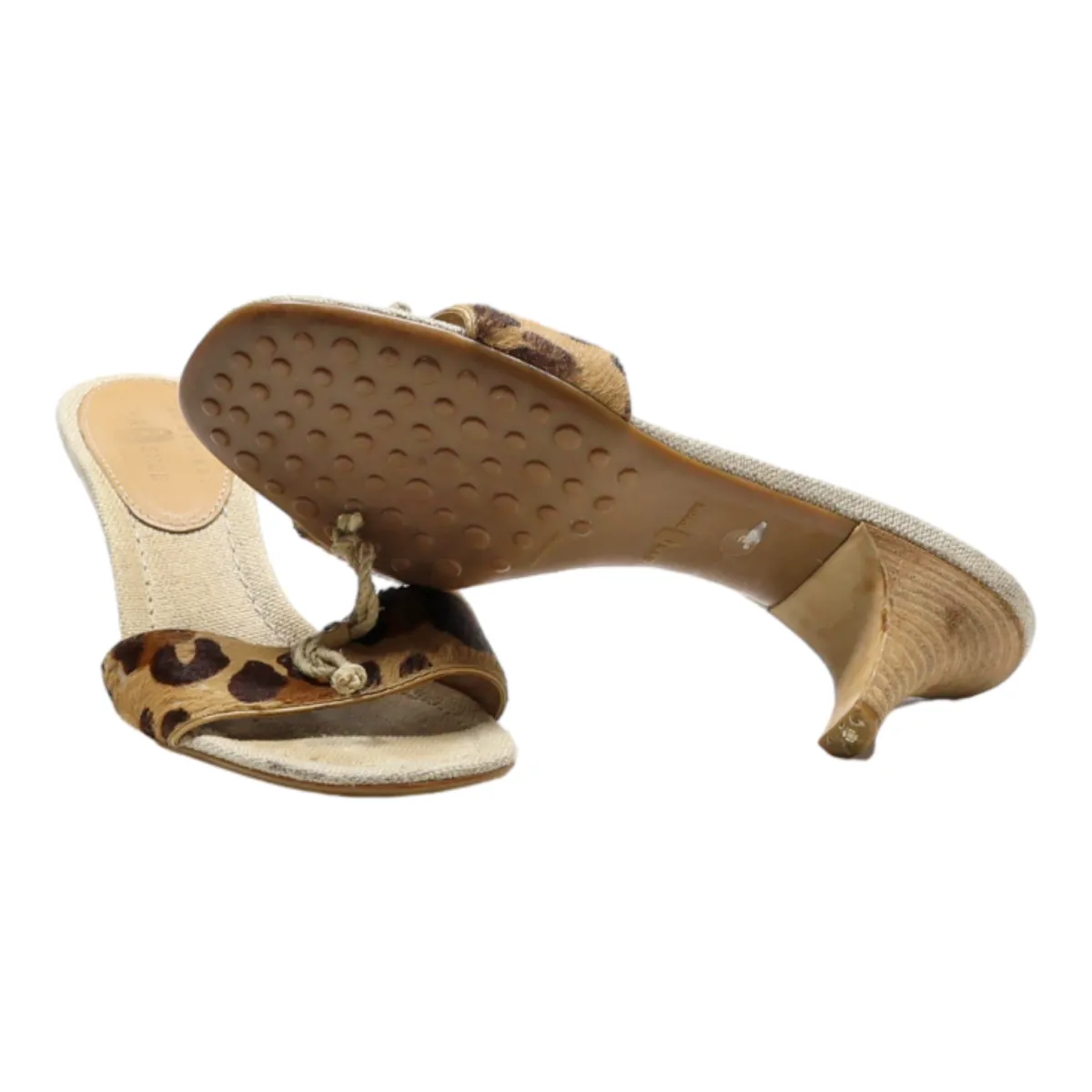 CAR SHOE Mule Heels Beige Canvas Womens UK 3