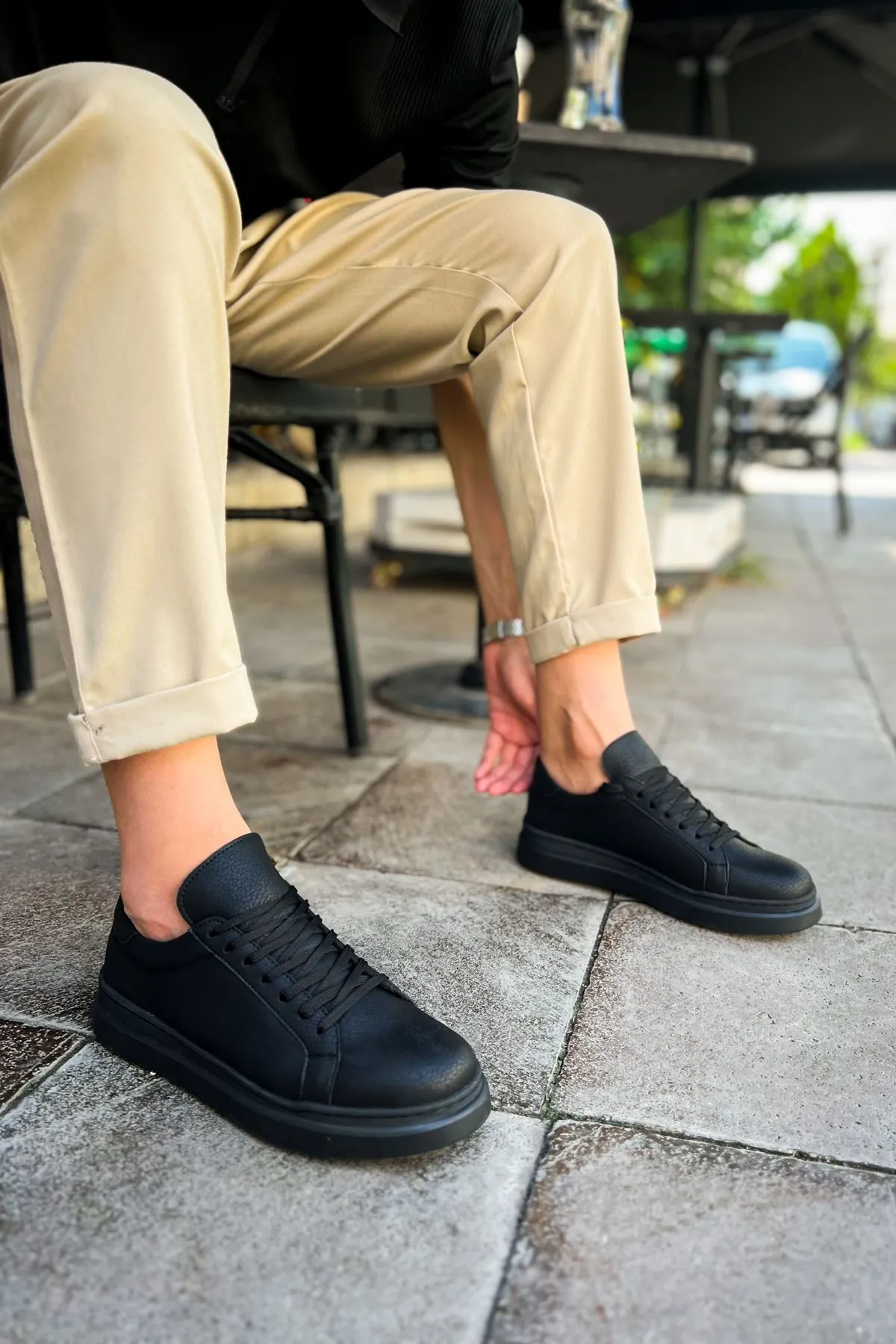 CH979 Santoni CRT Sport Men's Sneakers Shoes BLACK