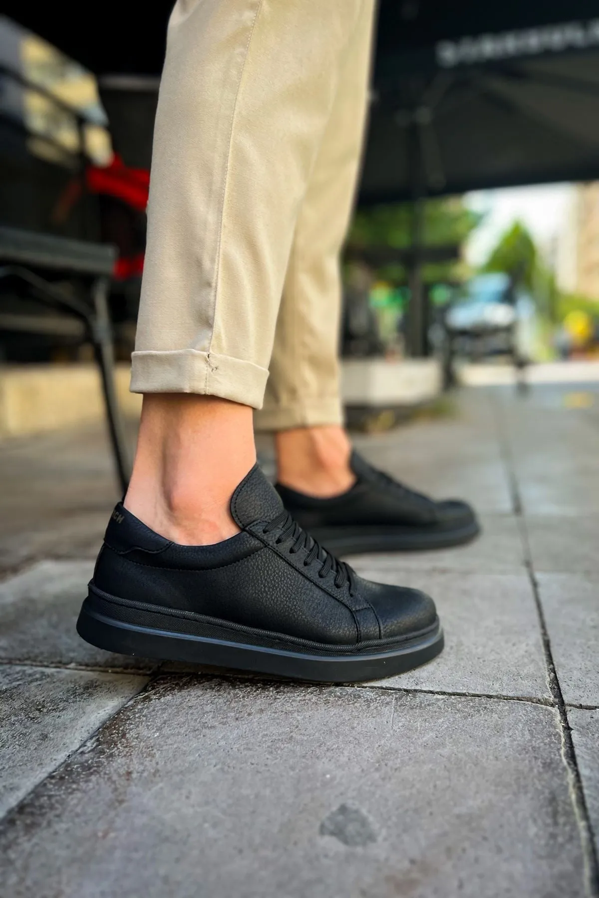 CH979 Santoni CRT Sport Men's Sneakers Shoes BLACK