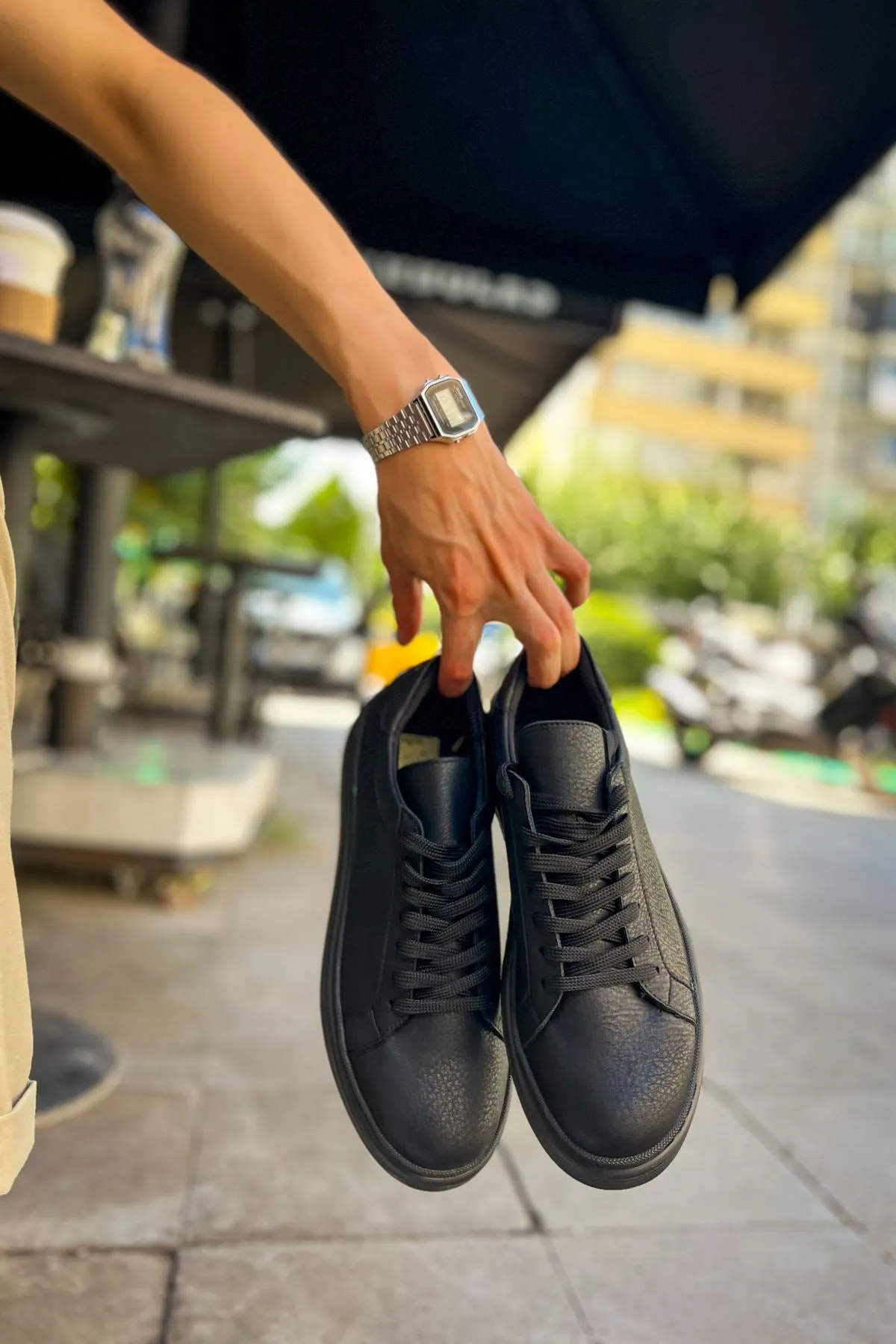 CH979 Santoni CRT Sport Men's Sneakers Shoes BLACK