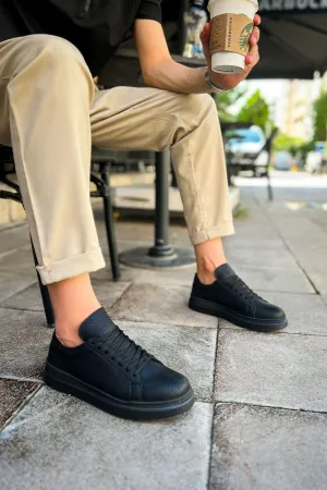 CH979 Santoni CRT Sport Men's Sneakers Shoes BLACK