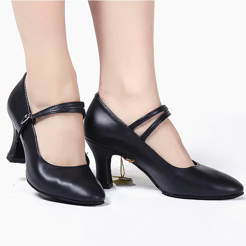 Closed Toe Buckle Fastening Ballroom Shoes