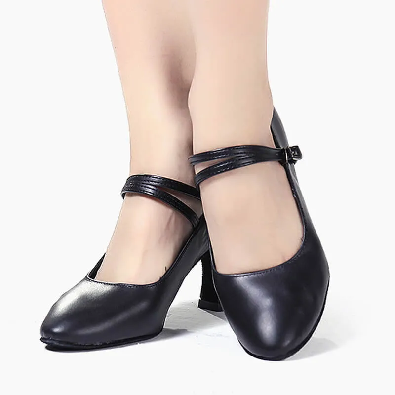Closed Toe Buckle Fastening Ballroom Shoes
