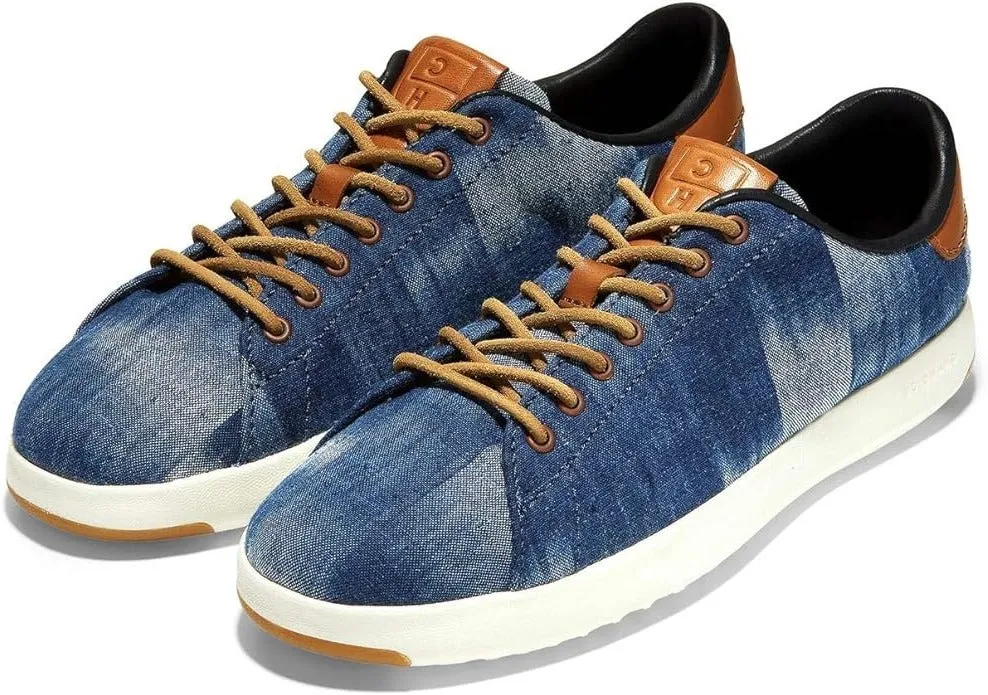 Cole Haan Grandpro Tennis Indigo Print/Ivory Lace Up Low Top Round Toe Sneakers