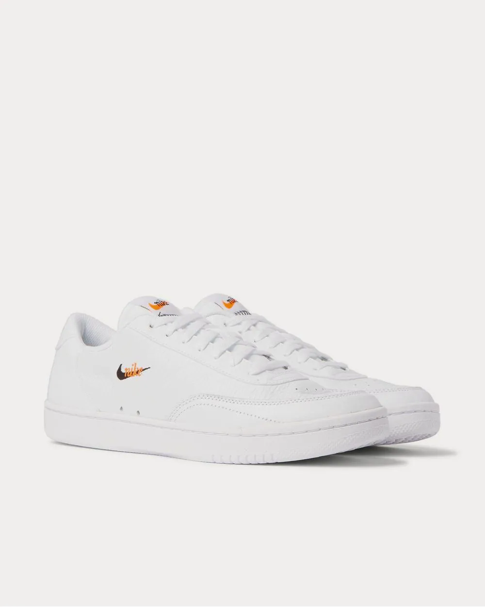 Court Vintage Premium Logo-Embroidered Textured-Leather  White low top sneakers