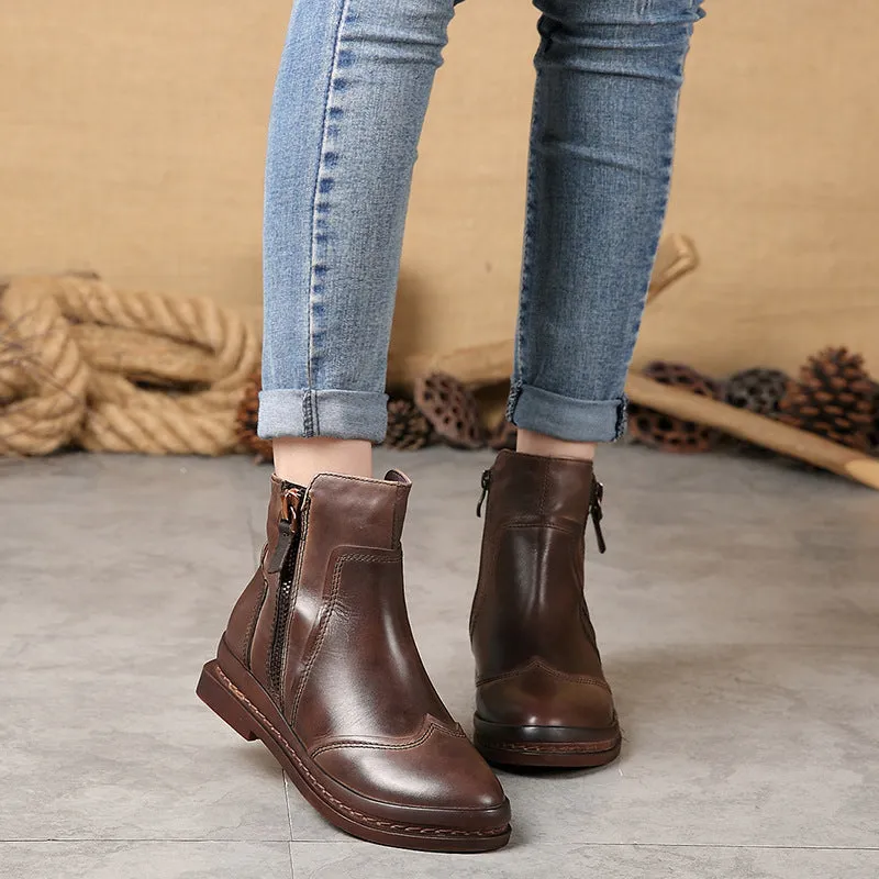 Cow Leather Women Short Boots | Gift Shoes