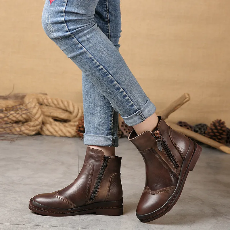 Cow Leather Women Short Boots | Gift Shoes