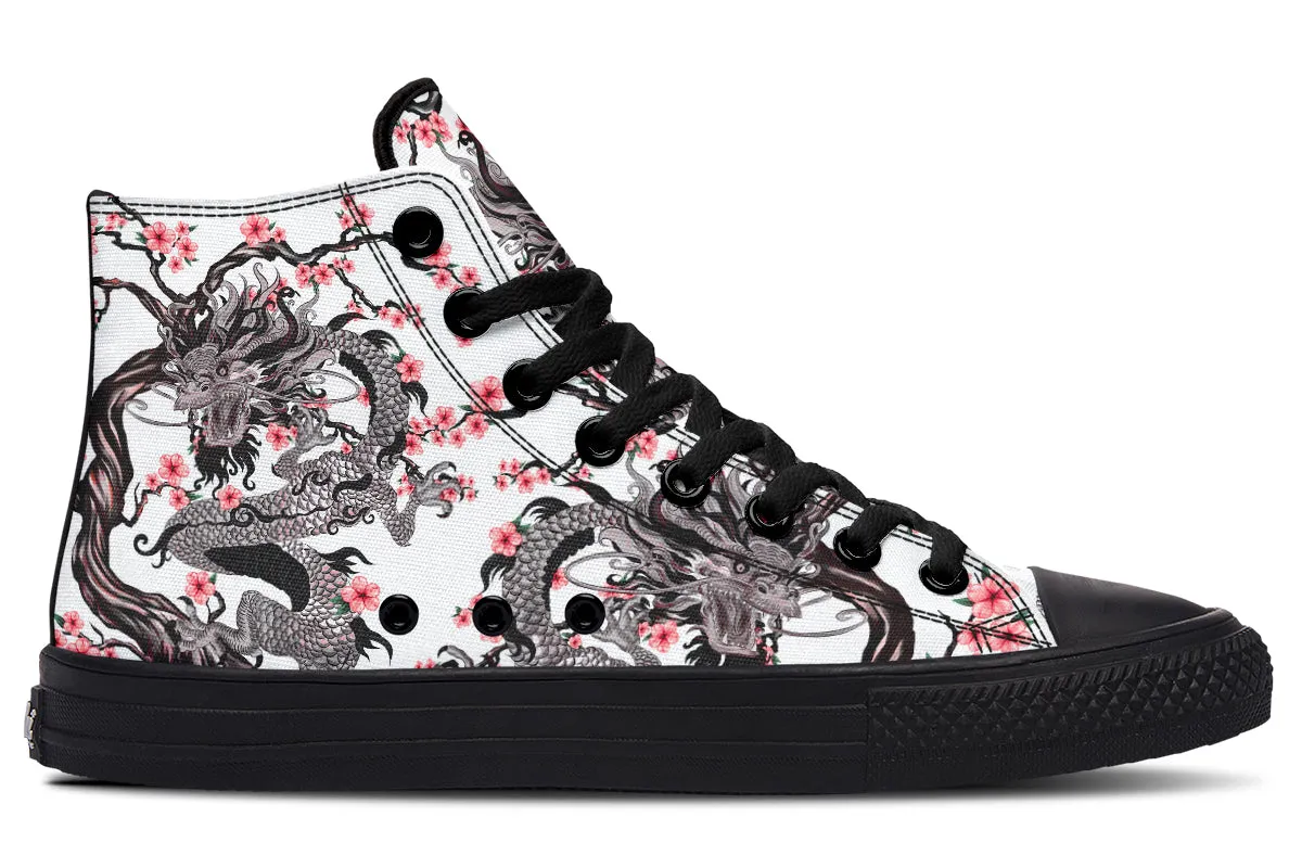 Dragon And Pink Cherry Blossom