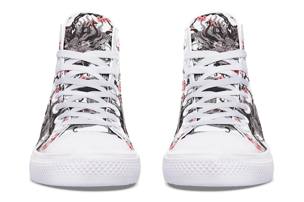 Dragon And Pink Cherry Blossom