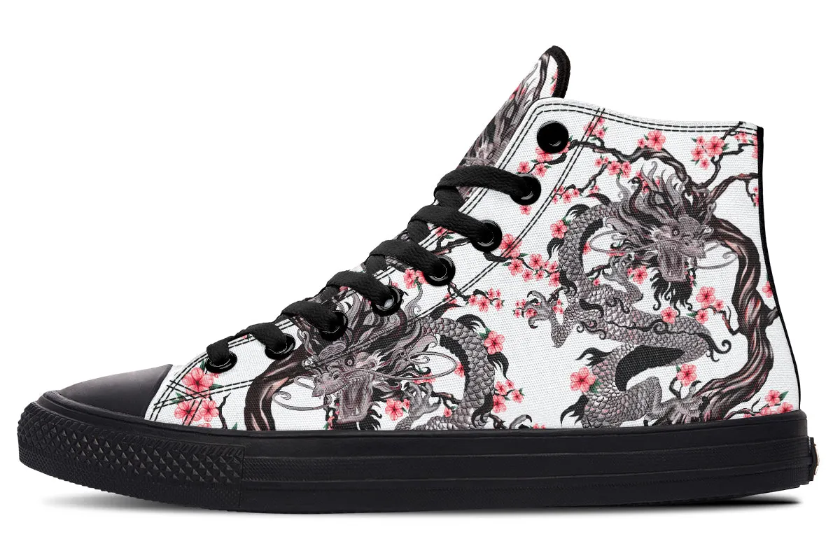 Dragon And Pink Cherry Blossom