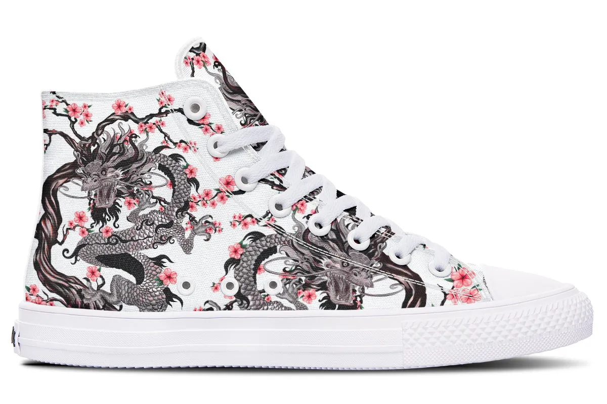 Dragon And Pink Cherry Blossom