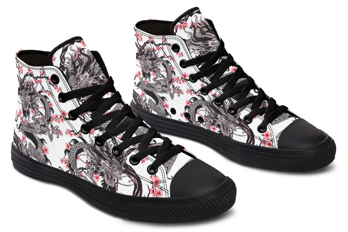 Dragon And Pink Cherry Blossom