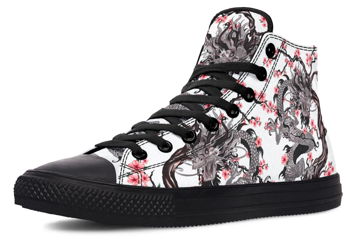 Dragon And Pink Cherry Blossom